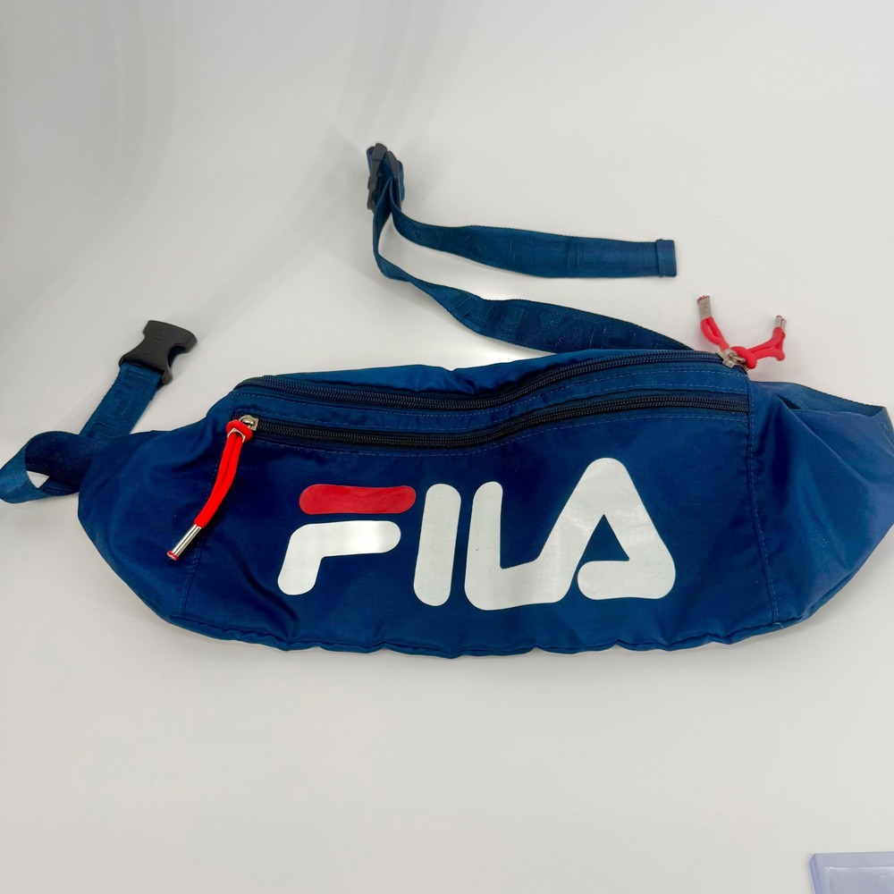 Fila Fanny Pack Waist Bag Navy Blue Nylon Logo Print Adjustable Strap Streetwear